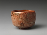 Teabowl, Clay, closely pitted, covered with rich glazes (Raku ware, style of Koetsu), Japan
