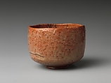 Teabowl, Clay, closely pitted, covered with rich glazes (Raku ware, style of Koetsu), Japan