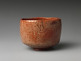 Teabowl, Clay, closely pitted, covered with rich glazes (Raku ware, style of Koetsu), Japan