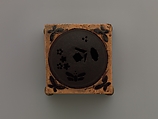 Incense Burner (kōro) with Design of Grasses, Cherry Blossoms and Butterflies, Hon&#39;ami Kōetsu (Japanese, 1558–1637), Clay; yellow glaze; decoration of flowers, grasses and butterflies; perforated iron cover (Kyoto ware), Japan