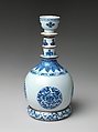 Base for a Water Pipe (huqqa) with Floral Medallions, Porcelain painted with cobalt blue under transparent glaze, and with brown glaze (Jingdezhen ware), China