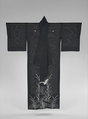 Summer Kimono (Hito-e) with Heron and Reeds, Resist-dyed, painted, and embroidered silk gauze (ro), Japan