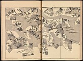 Spread 10 of 24 One Hundred Paintings of the Ogata Lineage (Ogata ryu hyakuzu), Nakano Kimei (Japanese, 1834–1892), Set of two Woodblock printed books; ink on paper, Japan