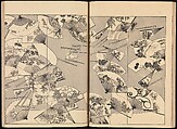 Spread 11 of 24 One Hundred Paintings of the Ogata Lineage (Ogata ryu hyakuzu), Nakano Kimei (Japanese, 1834–1892), Set of two Woodblock printed books; ink on paper, Japan