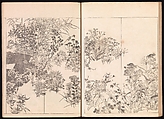 One Hundred Newly Selected Designs by Kōrin (Kōrin shinsen hyakuzu), Ogata Kōrin (Japanese, 1658–1716), Two volumes of Woodblock printed books; ink on paper, Japan