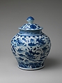 Jar with Ducks in Lotus Pond, Porcelain painted with cobalt blue under transparent glaze (Jingdezhen ware), China
