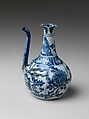 Pouring Vessel (Kendi) with Flowers and Birds, Porcelain with applied decoration painted with cobalt blue under transparent glaze (Jingdezhen ware), China