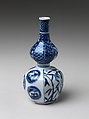 Wine Bottle with Landscape Scenes, Porcelain painted with cobalt blue under transparent glaze, Japan