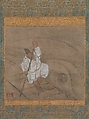 Boatman Polling a Raft, Ogata Kōrin (Japanese, 1658–1716), Hanging scroll; ink and color on paper, Japan