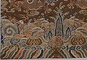 Buddhist Priest's Vestment made from a Chinese Robe, Silk satin brocaded with silk and metallic thread, with added embroidery, Japan
