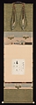 Poem by Kiyowara no Fukayabu with Design of Wisteria, Calligraphy by Hon&#39;ami Kōetsu (Japanese, 1558–1637), Poem card (shikishi) mounted as a hanging scroll; ink on paper with mica, Japan