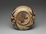 Dish with Bamboo Leaves, Style of Ogata Kenzan 尾形乾山 (Japanese, 1663–1743) (?), Stoneware painted with cobalt blue, cream and iron‑brown slip under a transparent glaze; gold lacquer repair (kintsugi), Japan