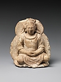 Seated Bodhisattva with Combined Halo and Mandorla, Stucco, Pakistan (ancient region of Gandhara)