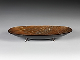 Footed Tray with Stylized Waves, Okada Yūji (Japanese, born 1948), Lacquer on cloth with mother-of-pearl inlay and sprinkled gold, Japan