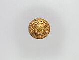 Cap-Shaped Plaque with Lion, Gold, China (Xinjiang Autonomous Region, Central Asia)