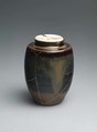 Tea jar, Clay covered with a beautiful glaze; ivory cover (Takatori ware), Japan