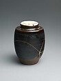 Tea jar, Clay covered with a beautiful glaze; ivory cover (Takatori ware), Japan