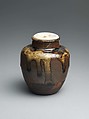 Tea Jar, Clay covered with a thin glaze and with streaks in overglaze (Seto ware), Japan