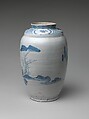 Jar with Landscape, Porcelain with underglaze blue (Hizen ware, early Imari type), Japan