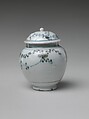 Jar and Lid with Flowering Plant, Porcelain with underglaze blue (Hizen ware, early Imari type), Japan