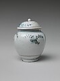 Jar and Lid with Flowering Plant, Porcelain with underglaze blue (Hizen ware, early Imari type), Japan