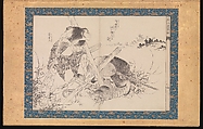 Picture Book in the Katsushika Style (Ehon Katsushika-buri), Katsushika Hokusai (Japanese, Tokyo (Edo) 1760–1849 Tokyo (Edo)), Folding album of twenty-eight block-ready drawings (hanshita-e) for book illustrations; ink on paper with woodblock-printed borders and titles, Japan
