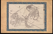 Picture Book in the Katsushika Style (Ehon Katsushika-buri), Katsushika Hokusai (Japanese, Tokyo (Edo) 1760–1849 Tokyo (Edo)), Folding album of twenty-eight block-ready drawings (hanshita-e) for book illustrations; ink on paper with woodblock-printed borders and titles, Japan