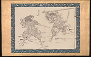 Picture Book in the Katsushika Style (Ehon Katsushika-buri), Katsushika Hokusai (Japanese, Tokyo (Edo) 1760–1849 Tokyo (Edo)), Folding album of twenty-eight block-ready drawings (hanshita-e) for book illustrations; ink on paper with woodblock-printed borders and titles, Japan