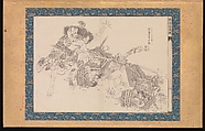 Picture Book in the Katsushika Style (Ehon Katsushika-buri), Katsushika Hokusai (Japanese, Tokyo (Edo) 1760–1849 Tokyo (Edo)), Folding album of twenty-eight block-ready drawings (hanshita-e) for book illustrations; ink on paper with woodblock-printed borders and titles, Japan
