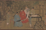 Elegant Gathering in the Apricot Garden, After Xie Huan (Chinese, 1377–1452), Handscroll; ink and color on silk, China