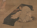 The Scholar Fu Sheng Transmitting the Book of Documents, Du Jin (Chinese, active ca. 1465–1509), Hanging scroll; ink and color on silk, China