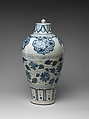 Bottle with Peony Scroll, Porcelain painted with cobalt blue under a transparent glaze (Jingdezhen ware), China