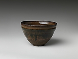 Tea Bowl with Hare’s-Fur Decoration, Stoneware with iron-oxide glaze; metal rim (Seto ware), Japan