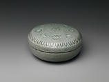 Box from set of five decorated with cranes and clouds, Stoneware with inlaid design under celadon glaze, Korea