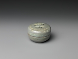 Box from set of five decorated with cranes and clouds, Stoneware with inlaid design under celadon glaze, Korea