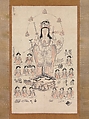 Benzaiten and Fifteen Attendants, Hanging scroll; ink and color on paper, Japan