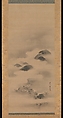 Landscape in Moonlight, Kano Tan'yū (Japanese, 1602–1674), One of a triptych of hanging scrolls; ink on silk, Japan