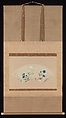Chinese Bellflowers, Follower of Ogata Kōrin (Japanese, 1658–1716), Folding fan remounted as a hanging scroll; ink and color on paper, Japan