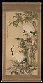 Cranes, peach tree, and China rose, After Shen Quan (Chinese, 1682–after 1762), Hanging scroll; ink and color on silk, China