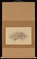 Autumnal Landscape with a Waterfall, Ike (Tokuyama) Gyokuran (Japanese, 1728–1784), Fan mounted as a hanging scroll; ink and color on paper, Japan