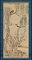 Birds in Willows and Blossoming Peach Tree, Yosa Buson (Japanese, 1716–1783), Hanging scroll; ink and color on silk, Japan