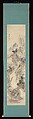 Landscape, Kushiro Unsen (Japanese, 1759–1811), Hanging scroll; ink and color on satin, Japan