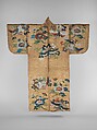 Noh Costume (Nuihaku) with Phoenixes and Peonies, Plain-waive silk with gold leaf and silk-thread embroidery, Japan