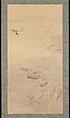 Hawk Grasping a Small Bird, Tsubaki Chinzan (Japanese, 1801–1854), Hanging scroll; ink and color on paper, Japan