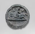 Dish with Winged Eros Riding a Lion-Headed Sea Monster, Schist, Pakistan (ancient region of Gandhara)