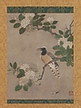 Magpie on Viburnum Branch, Genga (Japanese, active early 16th century), Hanging scroll; ink and color on paper, Japan