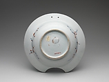 Barber's Bowl with Cockerel, Porcelain with underglaze blue decoration and overglaze enamels (Hizen ware, Ko Imari type), Japan