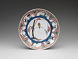 Dish with Bird on Bamboo, Porcelain with overglaze enamels (Hizen ware, Ko Kutani type), Japan