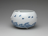 Teapot and Brazier with Design of Birds Flying over Waves, Porcelain with underglaze blue (Hirado ware), Japan