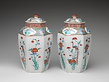 Hexagonal jar with Flower and Bird Decoration (one of a pair), Porcelain with overglaze enamels (Arita ware, Kakiemon type), Japan